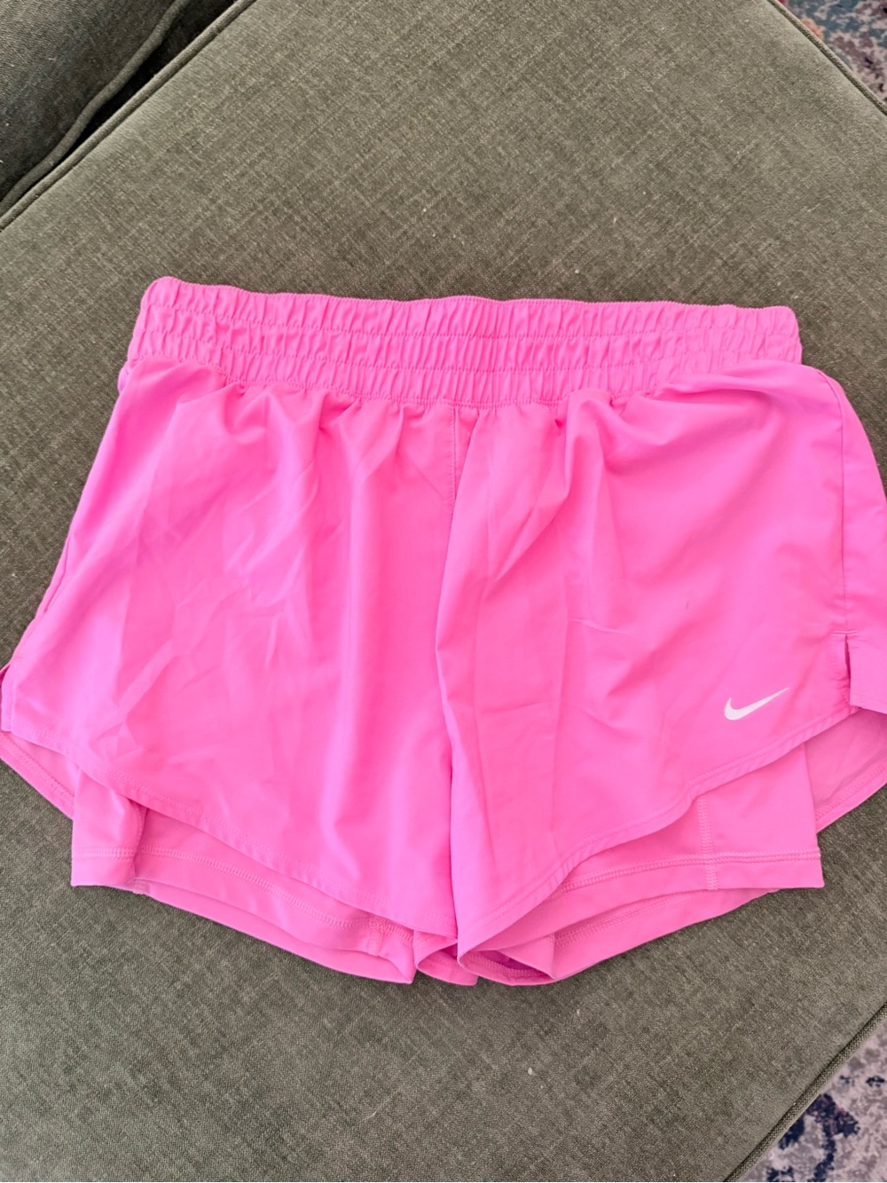 Nike Women’s Bright Pink and Black Athletic Shorts with Swoosh